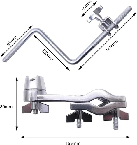 Miniatura 5 de Soporte de montaje de percusión con soporte de brazo Z para batería accesorio cromado