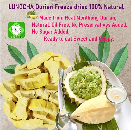 Miniatura 6 de Durian King of Fruit - Durian Monthong fresco liofilizado al vacío, hecho de fruta real, 1.76 oz o 1.75 onzas, paquete de 2