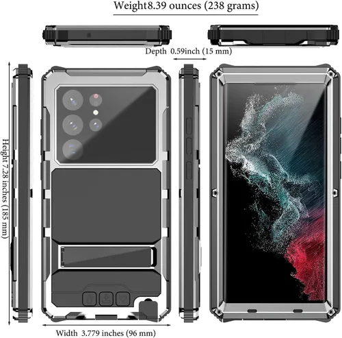 Miniatura 2 de Lunivop Funda para Samsung Galaxy S22 Ultra (6.8 pulgadas), carcasa rígida de metal 2022 para tornillo, protección de lente de pantalla integrada
