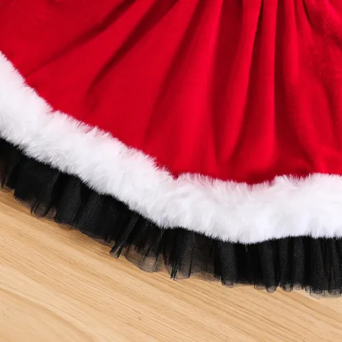 Miniatura 6 de KnniMorning TEES Vestido de Navidad rojo para niña pequeña, vestido de terciopelo de manga larga, vestido de Papá Noel, vestidos de invierno