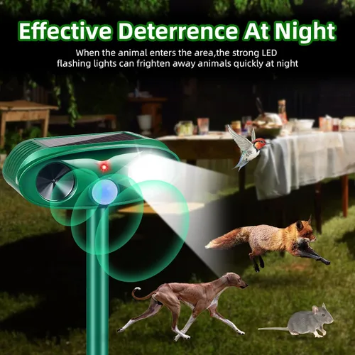Miniatura 2 de Paquete de 4 repelentes solares de animales, repelente ultrasónico para gatos al aire libre para mantener alejados a los gatos, repelente sónico