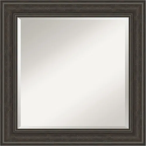 Amanti Art Espejo de baño marrón para sobre lavabo, espejo cuadrado de tocador de 25x25 gris lavado de barco, marco tradicional mediano, se cuelga