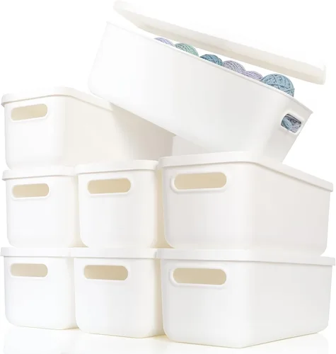 Miniatura 8 de Yishyfier Cestas Contenedores Cajas de Almacenamiento de Plástico Con Tapas, Contenedor Organizador Contenedores Organizadores de Almacenamiento