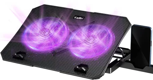 Miniatura 8 de KeiBn Almohadilla de enfriamiento para laptop, enfriador de laptop para juegos, 2 ventiladores para portátiles de 10 a 15.6 pulgadas, 5 soportes