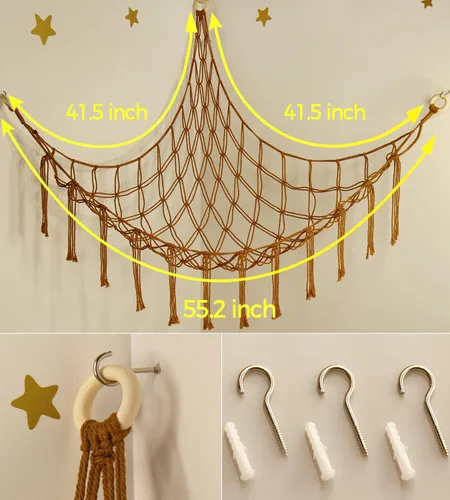Miniatura 6 de mirolam Hamaca para Animales de Peluche - Red Grande para Animales de Peluche para Juguetes de Esquina - Organizador de Almacenamiento Colgante