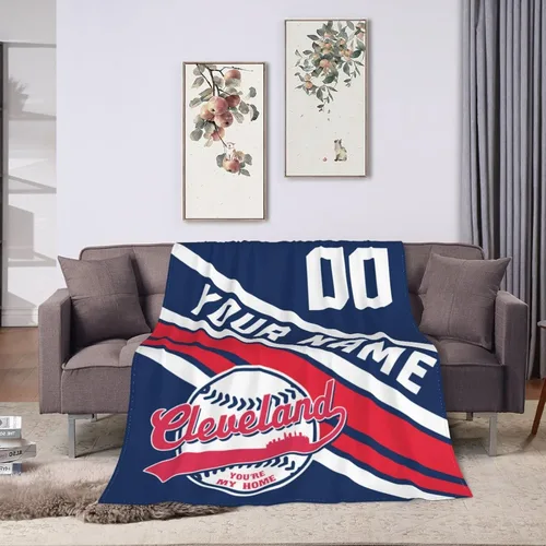 Miniatura 24 de Wream Manta personalizada para fanáticos de la cama, regalo de béisbol con nombre y número de ciudad de béisbol, manta de forro polar de invierno
