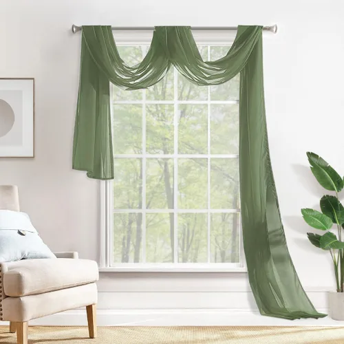 Miniatura 25 de MIULEE Cenefa Beige para Ventana para Fiesta - Cortina Transparente Cenefa Superior Tratamiento de Ventana Cortinas Decorativas para Arco de Boda
