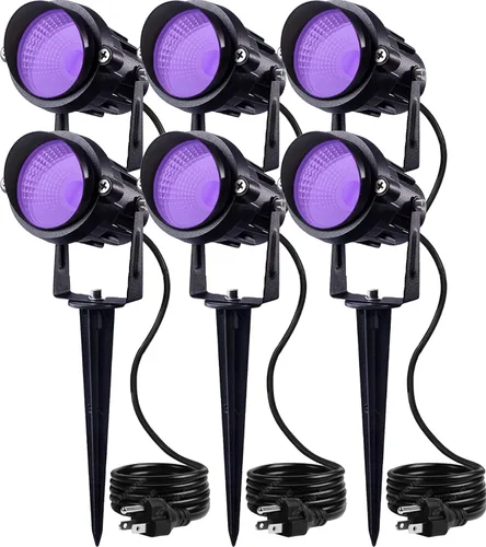 Miniatura 9 de SUNVIE Luces LED negras para exteriores, luz negra, impermeable, foco de luz negra de 10 W, foco de 120 V, luces de Halloween, luz negra para fiesta