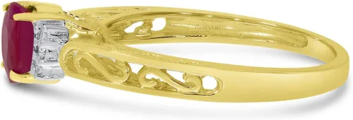 Miniatura 4 de Direct-Jewelry Anillo de diamantes y rubí ovalado de oro amarillo de 14 k
