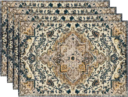 Miniatura 19 de Artoid Mode Juego de 4 manteles individuales estilo boho de plata, 30x46 cm rústicos de estilo granja para decoración mágica de mesa de otoño