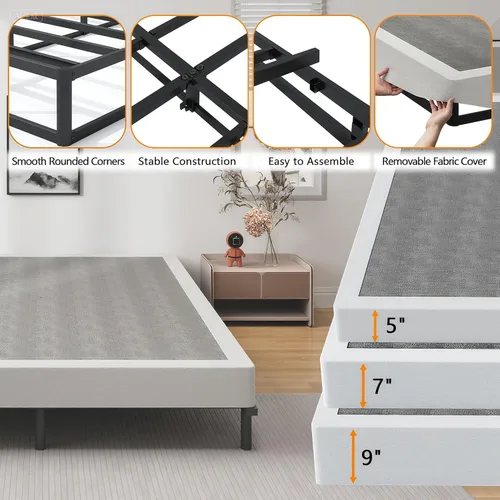 Miniatura 4 de Snaye Base de Cama con Somier Tamaño Individual de 5 Pulgadas, Somier Individual Resistente de 1500lbs Base de Colchón de Metal, Montaje Fácil sin