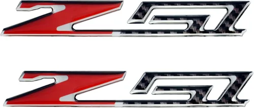 Miniatura 6 de Juego de par Corvette C7 Z51 Emblema de fibra de carbono, adhesivo de calcomanía de reemplazo para Corvette (Negro Rojo de fibra de carbono)