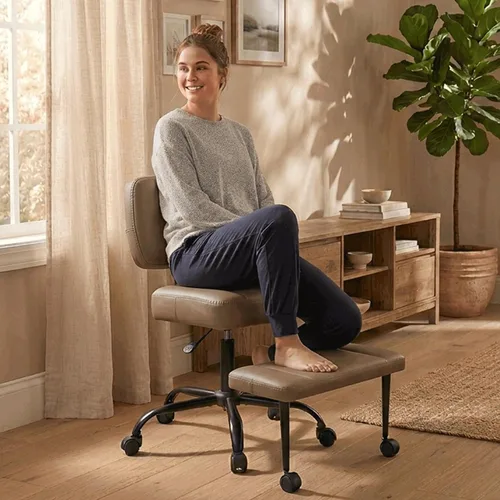 Miniatura 14 de Silla de oficina Criss Cross, silla para TDAH con reposapiés ajustable, silla de meditación giratoria de 360°, diseño flexible para el hogar, silla