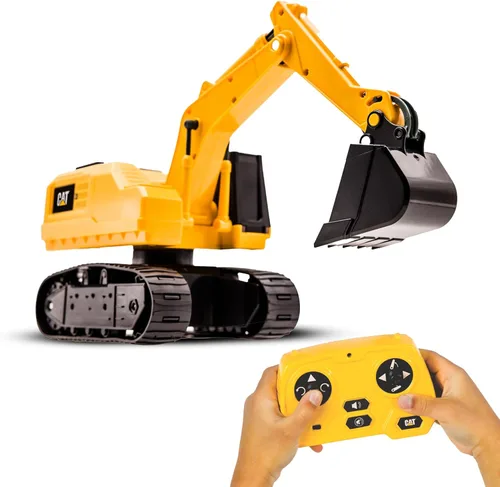 CAT Power Excavator Digger RC Construction for Kids 5+ | 2.4GHz Remote Control Truck Toy, Full-Function Dig, Scoop, Spin & Drive, Realistic Lights &
