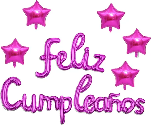 Miniatura 13 de Cartel de globos de Feliz Cumpleanos con 5 globos de estrella temática de fiesta