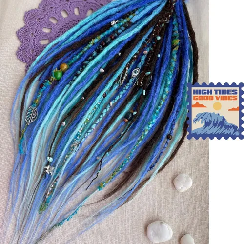 Miniatura 3 de Cabello estirado de fibra Kanekalon para trenzar, color azul degradado