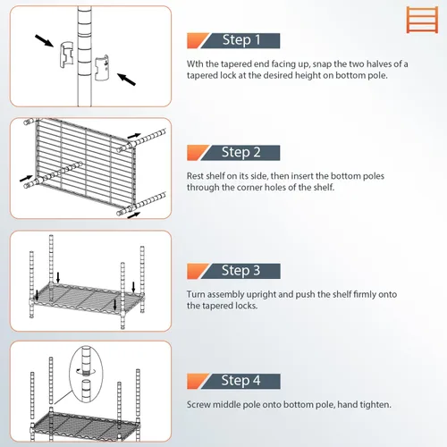 Miniatura 6 de BestOffice Estantes de almacenamiento de 5 estantes, estantería ajustable, estantes de metal, 11.6 pulgadas de profundidad x 21.5 pulgadas de ancho