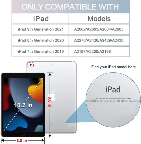Miniatura 2 de Funda para iPad de 9ª generación, funda para iPad de 8ª generación, funda para iPad 10.2, funda protectora de visualización multiángulo, soporte