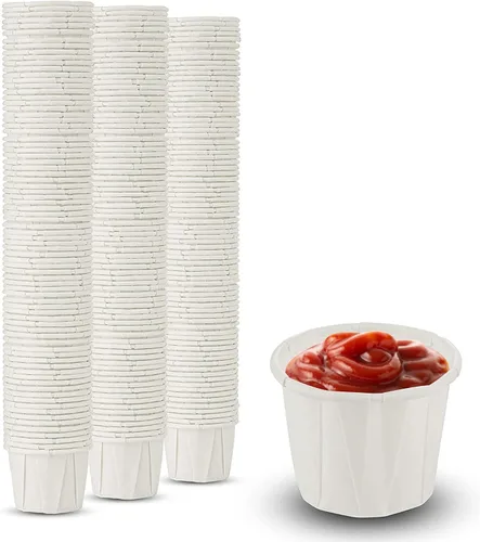 MT Products Vasos individuales de papel para porciones de 1 onza, tazas de muestra – Vasos desechables para soufflé ideales para condimentos o vasos