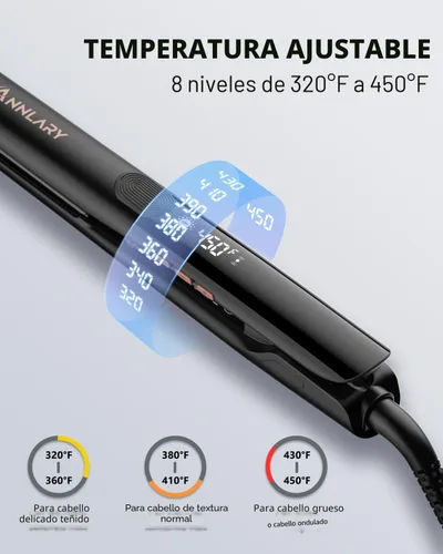 Miniatura 3 de Annlary - Plancha de pelo alisadora de 1 pulgada y rizador de pelo plana de 2 en 1 de titanio y cerámica iónica con voltaje dual, con silicona Negro