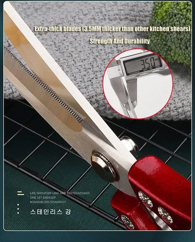 Miniatura 6 de Jasni Tijeras de cocina potentes con patrón de pescado, profesionales, resistentes, multiusos, bonitos, color arcoíris, revestimiento de titanio