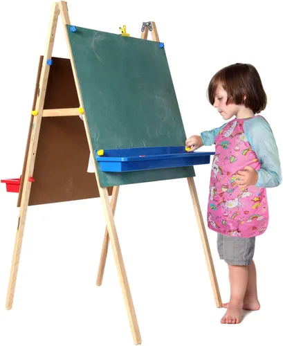 Miniatura 6 de Bassion Kids Art Smock Toddlers Painting Aprons Colorful Waterproof Children Artist Smock with Long Sleeve 3 Roomy Pockets