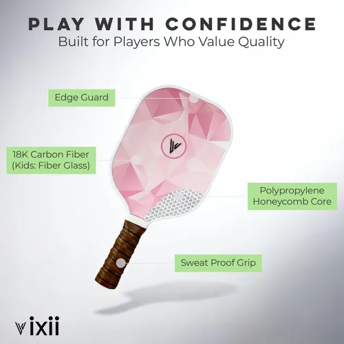 Miniatura 3 de Paletas de pickleball de fibra de carbono con cojín cómodo agarre de paleta de polipropileno con núcleo de panal de abeja de agarre ligero Rosa