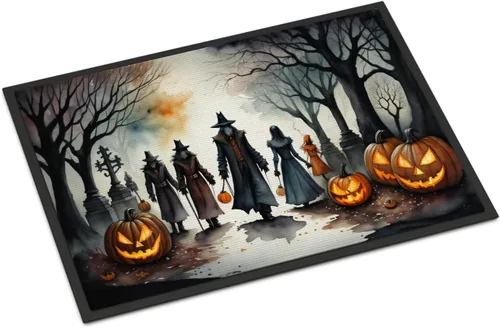 Miniatura 26 de Caroline's Treasures DAC2223MAT - Felpudo espeluznante de Halloween con gato negro de 18 x 27 pulgadas, tapete para puerta delantera