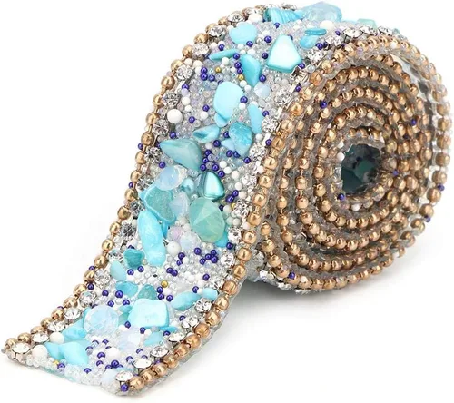 Miniatura 8 de Cinta autoadhesiva con diamantes de imitación de cristal, cadena de cuentas de 16.4 pulgadas para decoración de vestidos de boda, fiesta