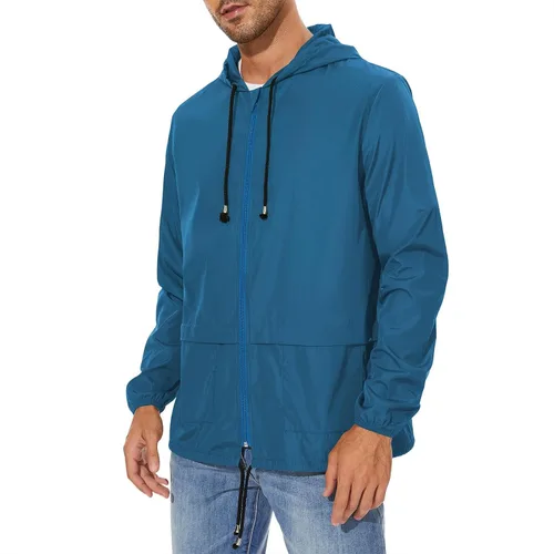 Miniatura 2 de American Trends Chubasquero para hombre impermeable con capucha para hombre, chaqueta rompevientos, abrigo de lluvia