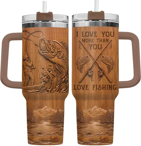 Miniatura 10 de 34HD Regalos de cumpleaños para el Día del Padre, de parte de su hija o hijo, taza de viaje aislada para 50 cumpleaños, clásico de 40 onzas con asa