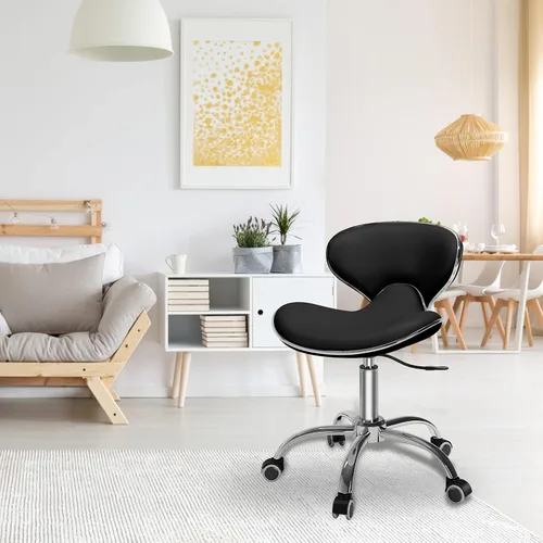 Miniatura 8 de Taburete enrollable ajustable multiusos con respaldo, barra de spa, silla de tatuaje para salón médico, silla con ruedas giratorias 360, resistente