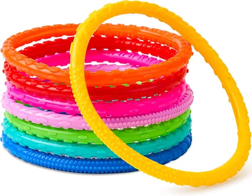 JOYIN Juguetes de piscina de círculos de buceo, 8 piezas de anillos de piscina coloridos para niños, entrenamiento subacuático, juguete de buceo