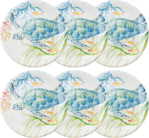 Miniatura 9 de UP UPware - Juego de platos redondos para ensalada de melamina de cangrejo, platos redondos para risotto, pasta y ensalada, sin BPA, aptos