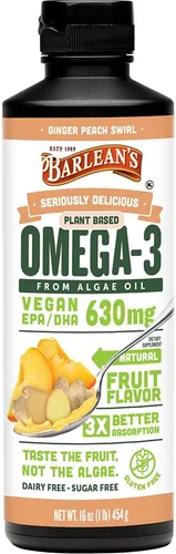 Miniatura 8 de Barlean's Suplemento líquido vegano de aceite de linaza, borraja y algas, Omega 3 6 9, granada y arándano, 3,980 mg de GLA, EPA y DHA de ácido