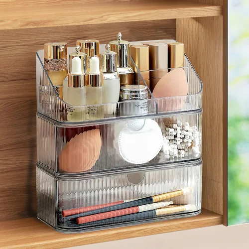 Miniatura 7 de Organizador de Botiquín de Medicina de 2 Niveles, Apilable Almacenamiento de Gabinete con Espejo de Baño, Pequeños Organizadores de Maquillaje con 1