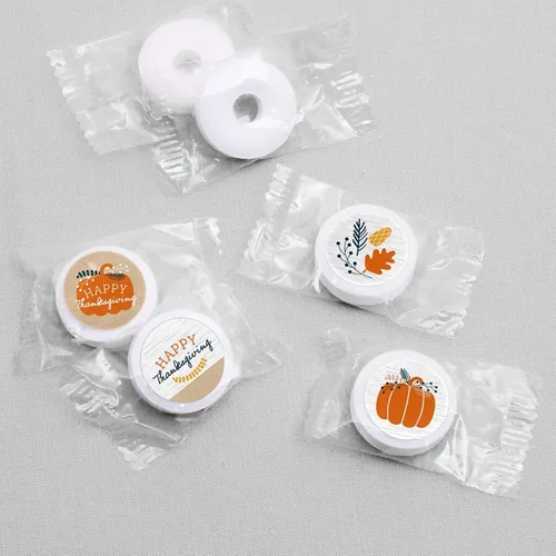 Miniatura 5 de Big Dot of Happiness Happy Thanksgiving - Calcomanías redondas para fiesta de cosecha de otoño, etiquetas para dulces de chocolate (1 hoja de 108)