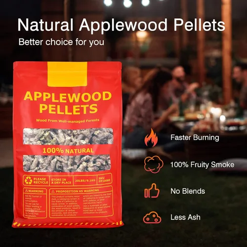 Miniatura 5 de Tangkula Pellets de madera de manzana 100% natural, pellets de cocina de madera de manzano con sabor a manzana ahumada para asar al aire libre