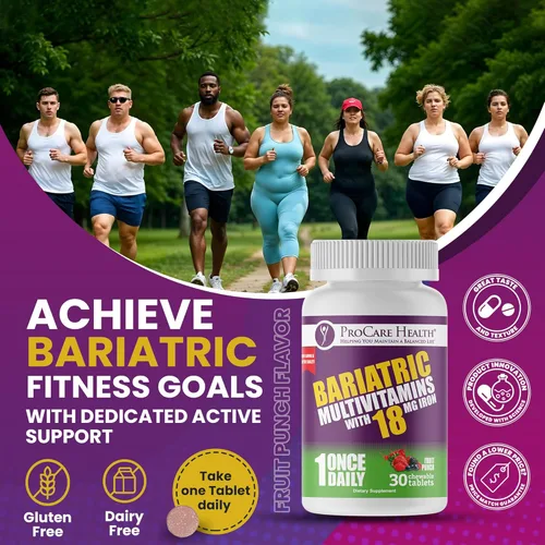 Miniatura 4 de ProCare Health Multivitamínico masticable bariátrico con hierro de 18 mg (30 tabletas) – Multivitamínico bariátrico con sabor a ponche de fruta