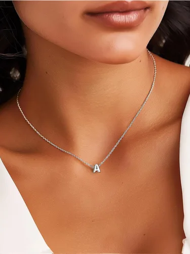 Miniatura 3 de ChicSilver - Collar de plata de ley 925 con inicial para mujeres y niñas, joyería de letras delicadas, para regalo personalizado (con caja de regalo)