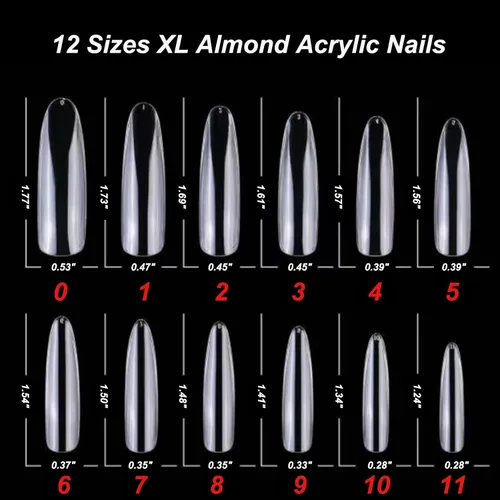 Miniatura 3 de LoveOurHome 240 puntas de uñas postizas XL de acrílico transparente en forma de almendra, uñas de cobertura completa, uñas postizas extralargas