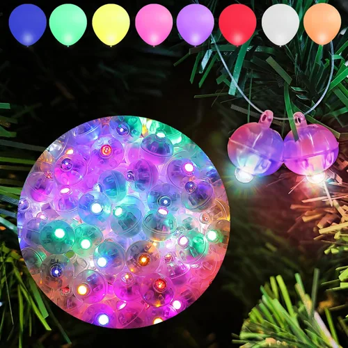 Miniatura 33 de Aogist 100 luces de globo Mutilcolor, luz de bola pequeña impermeable de largo tiempo de espera, lámpara LED redonda para linterna de papel, fiesta