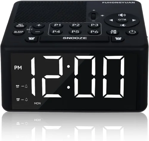 Miniatura 8 de Reloj de alarma digital con radio AM/FM, preajustes, alarmas duales, alarma de días laborables/fines de semana, función de repetición, temporizador
