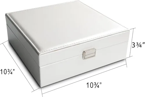 Miniatura 4 de Frebeauty Organizador de aretes, joyero clásico, 50 ranuras, estuche de almacenamiento de joyas de doble capa con 6 ganchos para collar y bolsillo