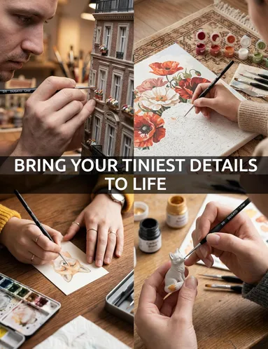 Miniatura 6 de DUGATO Juego de pinceles de pintura con detalles finos (15 unidades), pinceles en miniatura con asas triangulares ergonómicas y estuche de viaje
