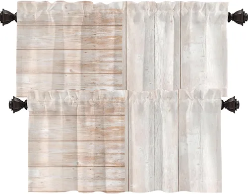 Miniatura 53 de Shrahala Floral Abstract Design Blackout Curtain Tiers, Minimalist Flower Illustration Kitchen Valance Light Blocking Tier Drapes with Rod Pocket, 2