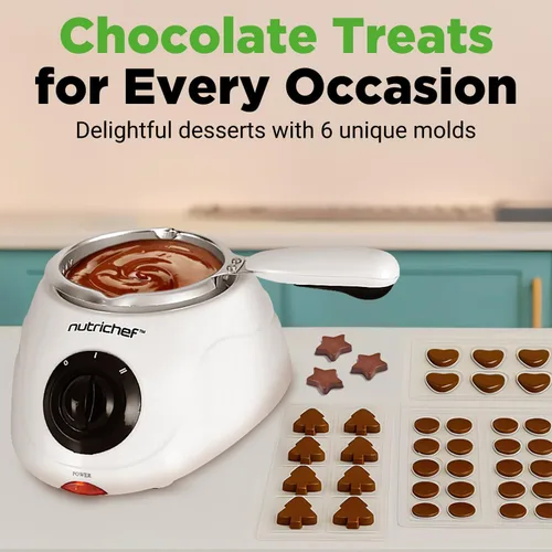 Miniatura 3 de NutriChef Olla eléctrica para fondue Calentador de chocolate de 25 W Capacidad de 8.8 onzas Función de inmersión para mantener caliente y olla