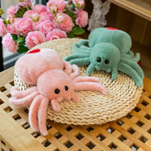 Miniatura 5 de Juguete de peluche de araña para niños, juguete de peluche de Halloween suave almohada de araña rosa, adorable juguete de peluche para jugar, animal