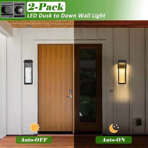 Miniatura 3 de VenzBlomia Lámpara de pared exterior de 16" en negro del atardecer al amanecer LED, lámpara de iluminación exterior grande, lámpara de pared montada