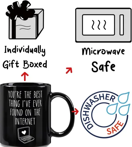 Miniatura 4 de Dnuiyses Taza de aniversario con texto en inglés "You Are Best Thing I Found On The Internet", regalo romántico de aniversario para mujeres